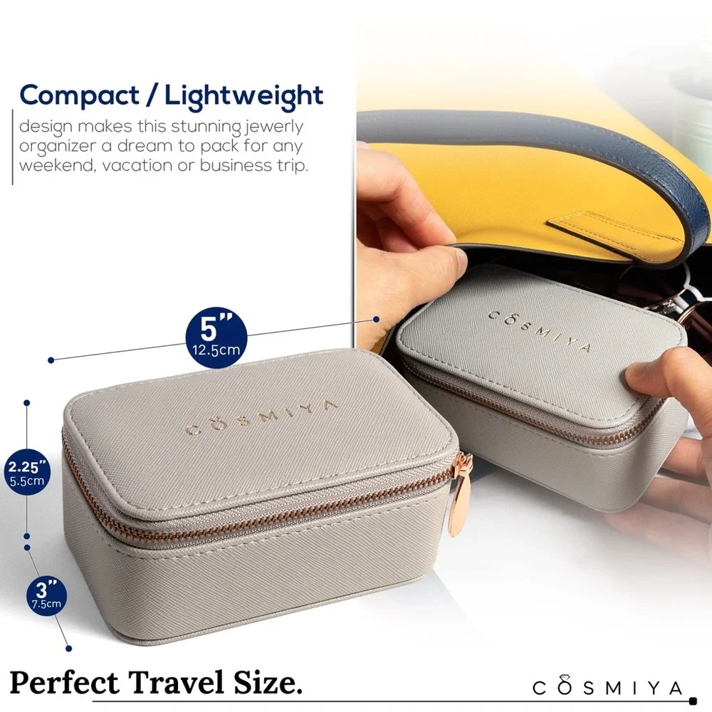 NWT COSMIYA Small Black Jewelry Box with Zipper Closure Perfect for Travel